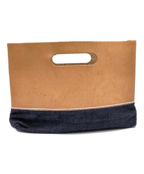 Tenjin Works（テンジンワークス）TENJIN WORKS (テンジンワークス) デニムレザー切替ハンドバッグ ベージュの古着・服飾アイテム