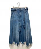 TWIN-SETツインセット）の古着「デニムフリンジプリーツスカート」｜インディゴ
