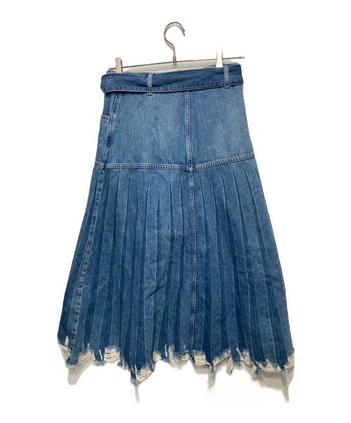 TWIN-SET（ツインセット）TWIN-SET (ツインセット) デニムフリンジプリーツスカート インディゴ サイズ:Sの古着・服飾アイテム