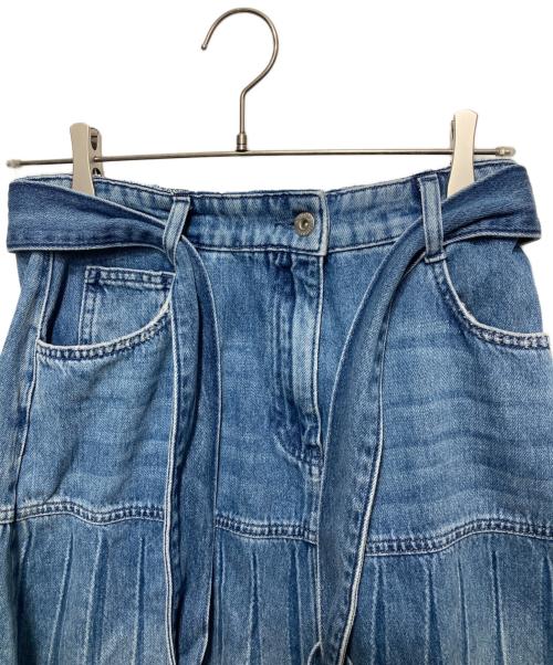 TWIN-SET（ツインセット）TWIN-SET (ツインセット) デニムフリンジプリーツスカート インディゴ サイズ:Sの古着・服飾アイテム