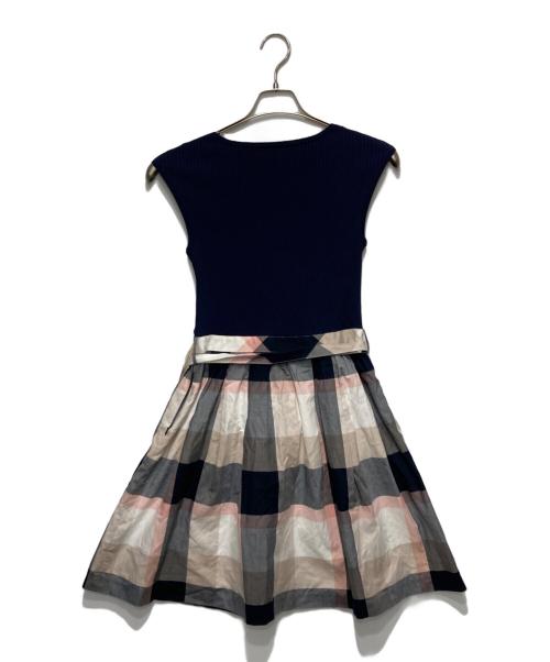 BLUE LABEL CRESTBRIDGE（ブルーレーベルクレストブリッジ）BLUE LABEL CRESTBRIDGE (ブルーレーベルクレストブリッジ) ノースリーブニットワンピース ネイビー サイズ:38の古着・服飾アイテム