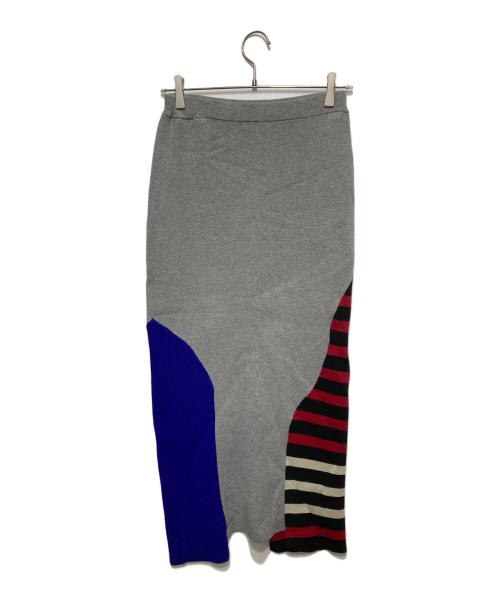 UN3D.（アンスリード）UN3D. (アンスリード) ニットスカート/MIX BORDER KT SK グレー サイズ:38の古着・服飾アイテム