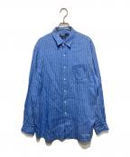 POLO RALPH LAURENポロ・ラルフローレン）の古着「MARLOWE/ストライプリネンシャツ」｜ブルー