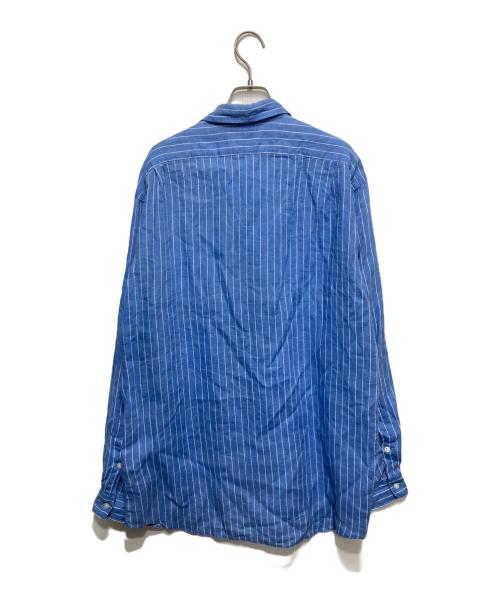 POLO RALPH LAUREN（ポロ・ラルフローレン）POLO RALPH LAUREN (ポロ・ラルフローレン) MARLOWE/ストライプリネンシャツ ブルー サイズ:Lの古着・服飾アイテム