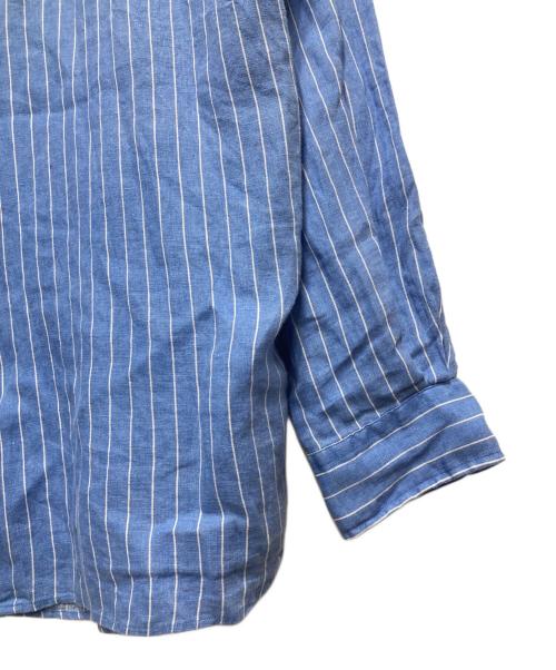 POLO RALPH LAUREN（ポロ・ラルフローレン）POLO RALPH LAUREN (ポロ・ラルフローレン) MARLOWE/ストライプリネンシャツ ブルー サイズ:Lの古着・服飾アイテム