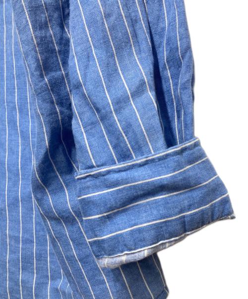 POLO RALPH LAUREN（ポロ・ラルフローレン）POLO RALPH LAUREN (ポロ・ラルフローレン) MARLOWE/ストライプリネンシャツ ブルー サイズ:Lの古着・服飾アイテム