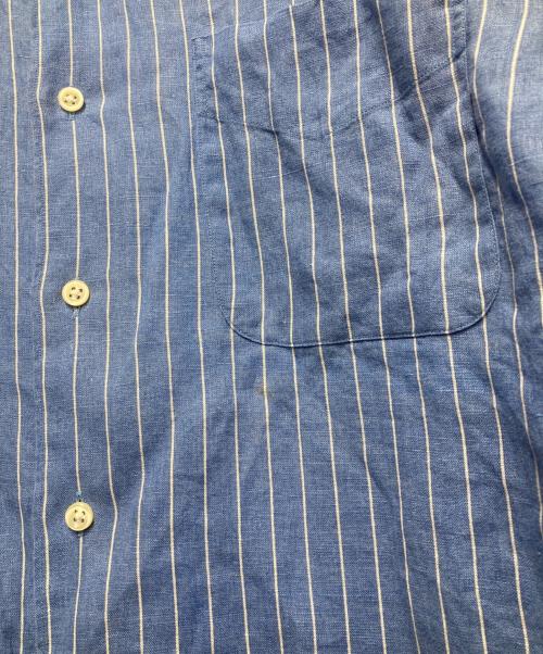 POLO RALPH LAUREN（ポロ・ラルフローレン）POLO RALPH LAUREN (ポロ・ラルフローレン) MARLOWE/ストライプリネンシャツ ブルー サイズ:Lの古着・服飾アイテム