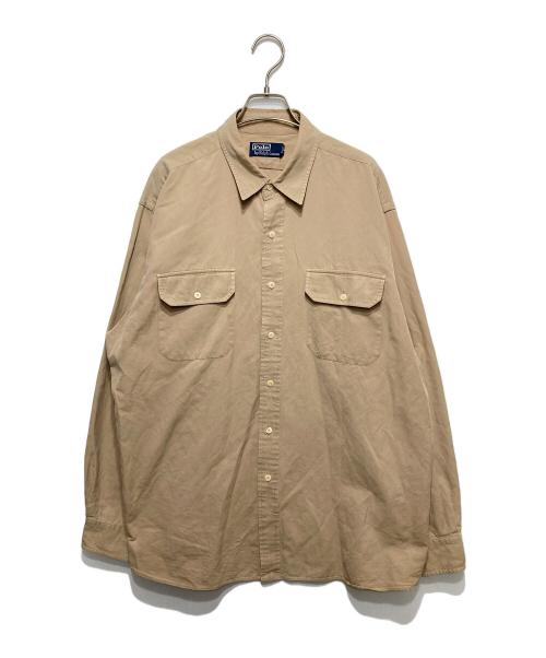 POLO RALPH LAUREN（ポロ・ラルフローレン）POLO RALPH LAUREN (ポロ・ラルフローレン) 90s シルク混長袖シャツ ベージュ サイズ:XLの古着・服飾アイテム