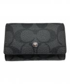 COACHコーチ）の古着「キーケース/5 リング キー ケース シグネチャー キャンバス」｜ブラック