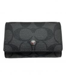 COACH（コーチ）の古着「キーケース/5 リング キー ケース シグネチャー キャンバス」｜ブラック