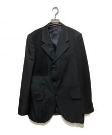 COMME des GARCONS HOMME DEUX（コムデギャルソン オム ドゥ）の古着「パッチワークテーラードジャケット」｜ブラック×チャコールグレー