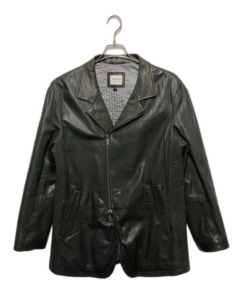 ARMANI COLLEZIONI（アルマーニ コレツィオーニ）ARMANI COLLEZIONI (アルマーニ コレツィオーニ) ラムレザージャケット ブラック サイズ:50の古着・服飾アイテム