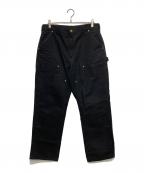 CarHarttカーハート）の古着「ワークパンツ/FIRM DUCK DOUBLE-FRONT DUNGAREE/B01-M」｜ブラック