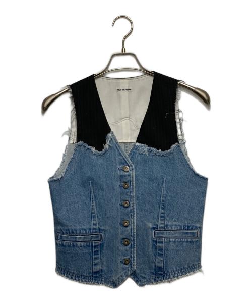 OUT OF FRAME（アウトオブフレーム）OUT OF FRAMe (アウトオブフレーム) デニムドッキングミニベスト インディゴ サイズ:Fの古着・服飾アイテム