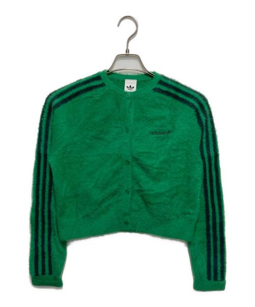 adidas（アディダス）adidas (アディダス) フラッフィー ニットカーディガン グリーン サイズ:Lの古着・服飾アイテム