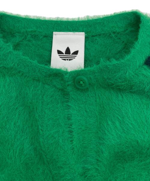 adidas（アディダス）adidas (アディダス) フラッフィー ニットカーディガン グリーン サイズ:Lの古着・服飾アイテム