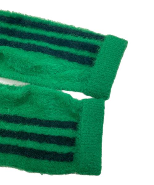 adidas（アディダス）adidas (アディダス) フラッフィー ニットカーディガン グリーン サイズ:Lの古着・服飾アイテム