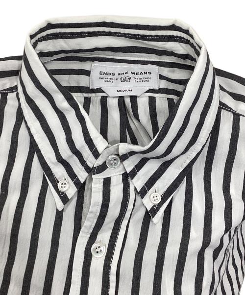 ENDS and MEANS（エンズアンド ミーンズ）ENDS and MEANS (エンズアンド ミーンズ) ストライプシャツ ホワイト×グレー サイズ:Mの古着・服飾アイテム