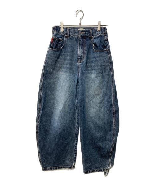 9090（9090）9090 (9090) King Logo Slub Denim Buggy Pants/デニムパンツ インディゴ サイズ:Sの古着・服飾アイテム
