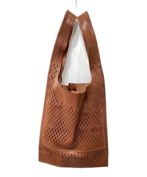 genten（ゲンテン）genten (ゲンテン) レザーメッセージトートバッグ ブラウンの古着・服飾アイテム