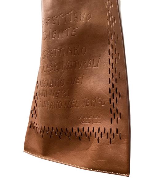 genten（ゲンテン）genten (ゲンテン) レザーメッセージトートバッグ ブラウンの古着・服飾アイテム