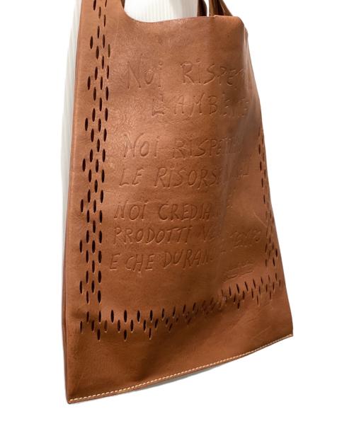 genten（ゲンテン）genten (ゲンテン) レザーメッセージトートバッグ ブラウンの古着・服飾アイテム