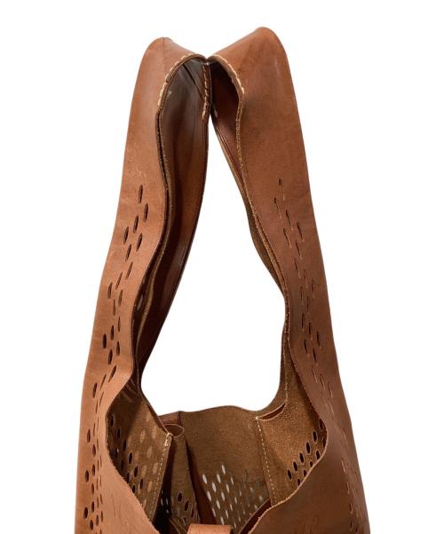 genten（ゲンテン）genten (ゲンテン) レザーメッセージトートバッグ ブラウンの古着・服飾アイテム