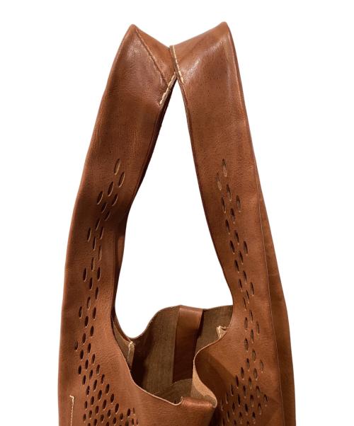 genten（ゲンテン）genten (ゲンテン) レザーメッセージトートバッグ ブラウンの古着・服飾アイテム