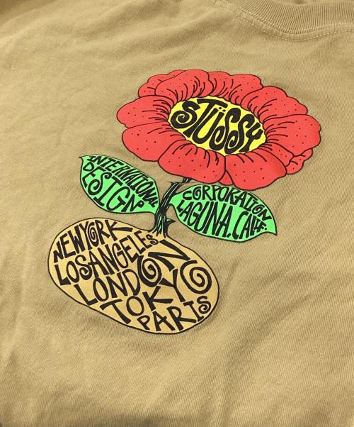 stussy（ステューシー）stussy (ステューシー) プリントTシャツ ブラウン サイズ:Mの古着・服飾アイテム