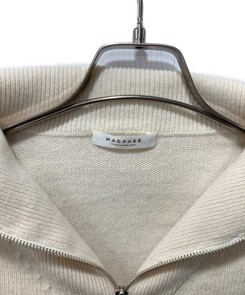 MACPHEE（マカフィー）MACPHEE (マカフィー) ラムカシミヤ ジップアップカーディガン ホワイト サイズ:Sの古着・服飾アイテム