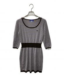 BURBERRY BLUE LABEL（バーバリー ブルー レーベル）の古着「ボーダーニットワンピース」｜ブラウン×パープル