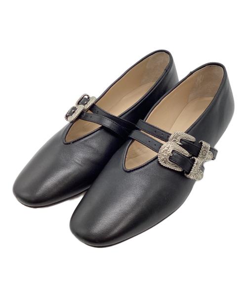 LE MONDE BERYL（ル・モンド・ベリル）LE MONDE BERYL (ル・モンド・ベリル) バックルレザーフラットシューズ ブラック サイズ:371/2の古着・服飾アイテム