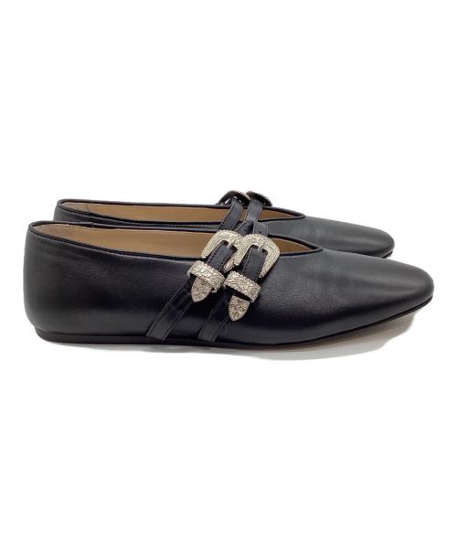 LE MONDE BERYL（ル・モンド・ベリル）LE MONDE BERYL (ル・モンド・ベリル) バックルレザーフラットシューズ ブラック サイズ:371/2の古着・服飾アイテム