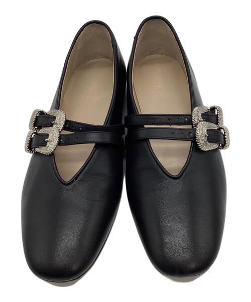 LE MONDE BERYL（ル・モンド・ベリル）LE MONDE BERYL (ル・モンド・ベリル) バックルレザーフラットシューズ ブラック サイズ:371/2の古着・服飾アイテム