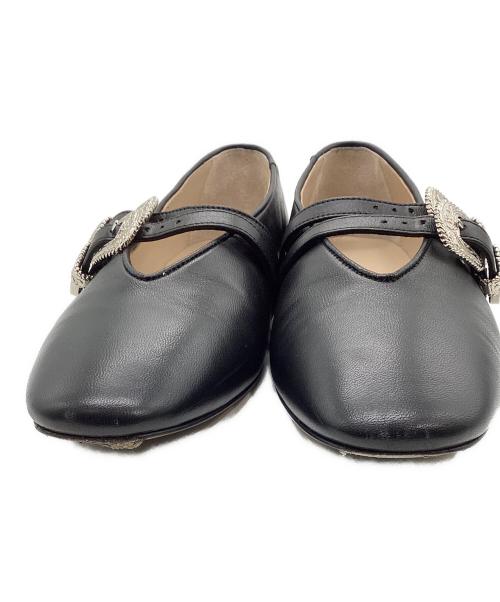 LE MONDE BERYL（ル・モンド・ベリル）LE MONDE BERYL (ル・モンド・ベリル) バックルレザーフラットシューズ ブラック サイズ:371/2の古着・服飾アイテム