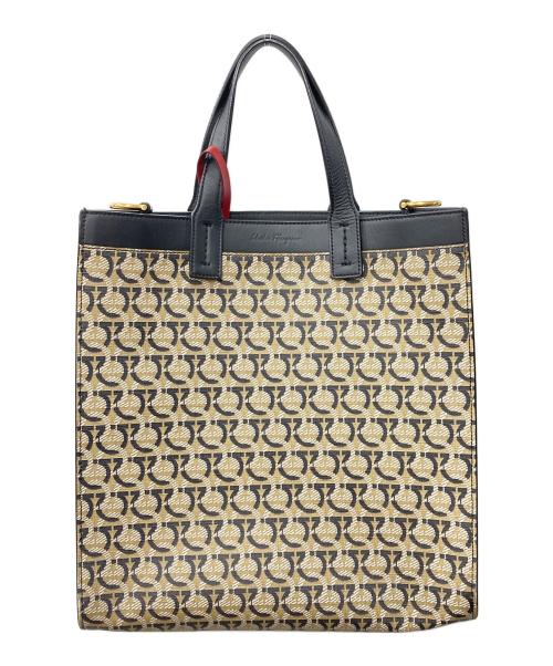 Salvatore Ferragamo（サルヴァトーレ フェラガモ）Salvatore Ferragamo (サルヴァトーレ フェラガモ) ガンチーニプリントトートバッグ ブラウンの古着・服飾アイテム