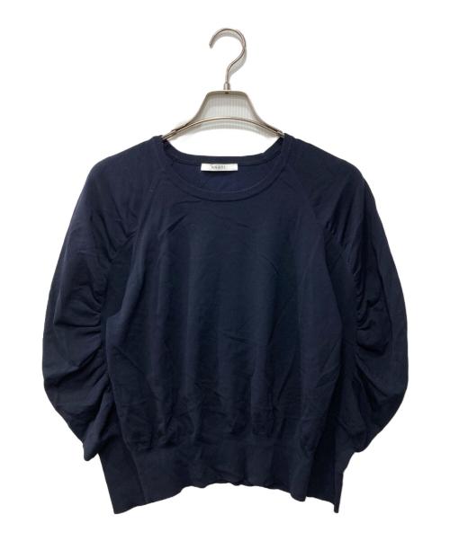 ANAYI（アナイ）ANAYI (アナイ) レーヨンナイロン袖ギャザープルオーバーセーター ネイビー サイズ:38の古着・服飾アイテム
