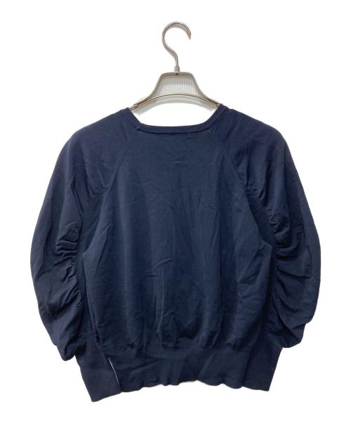 ANAYI（アナイ）ANAYI (アナイ) レーヨンナイロン袖ギャザープルオーバーセーター ネイビー サイズ:38の古着・服飾アイテム