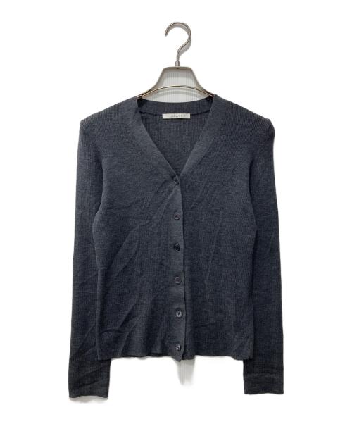 ANAYI（アナイ）ANAYI (アナイ) ウールシルクリブVネック カーディガン グレー サイズ:38の古着・服飾アイテム