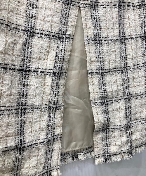Noble（ノーブル）Noble (ノーブル) チェックツイードタイトスカート ホワイト サイズ:36の古着・服飾アイテム