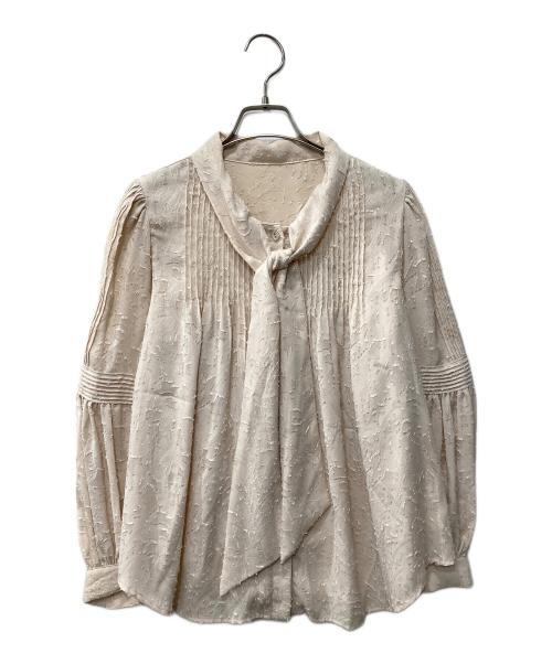 HER LIP TO（ハーリップトゥ）HER LIP TO (ハーリップトゥ) レース切替ボウタイブラウス ベージュ サイズ:Mの古着・服飾アイテム