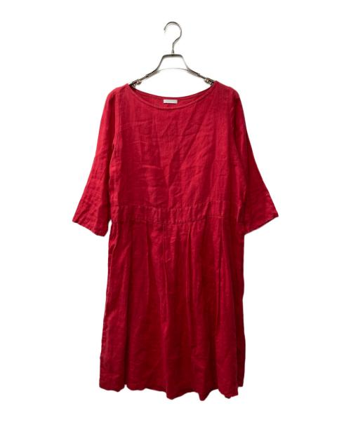 fog linen work（フォグリネンワーク）fog linen work (フォグリネンワーク) リネンワンピース レッド サイズ:FREEの古着・服飾アイテム