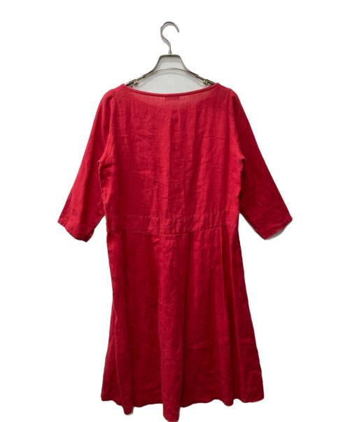 fog linen work（フォグリネンワーク）fog linen work (フォグリネンワーク) リネンワンピース レッド サイズ:FREEの古着・服飾アイテム