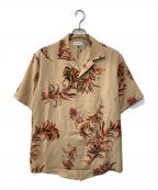 BED J.W. FORDベッドフォード）の古着「半袖シャツ/Open collar half sleeves feather blouse」｜ブラウン