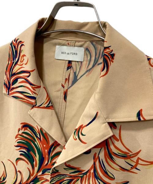 BED J.W. FORD（ベッドフォード）BED J.W. FORD (ベッドフォード) 半袖シャツ/Open collar half sleeves feather blouse ブラウン サイズ:1の古着・服飾アイテム