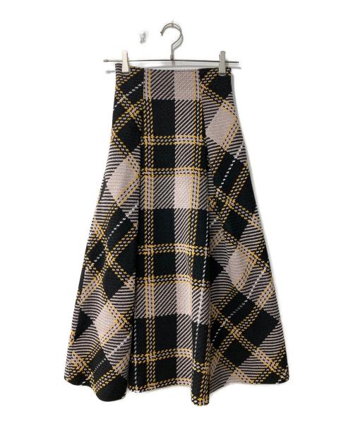 Snidel（スナイデル）Snidel (スナイデル) ロービングチェックフレアスカート ブラック サイズ:Sの古着・服飾アイテム