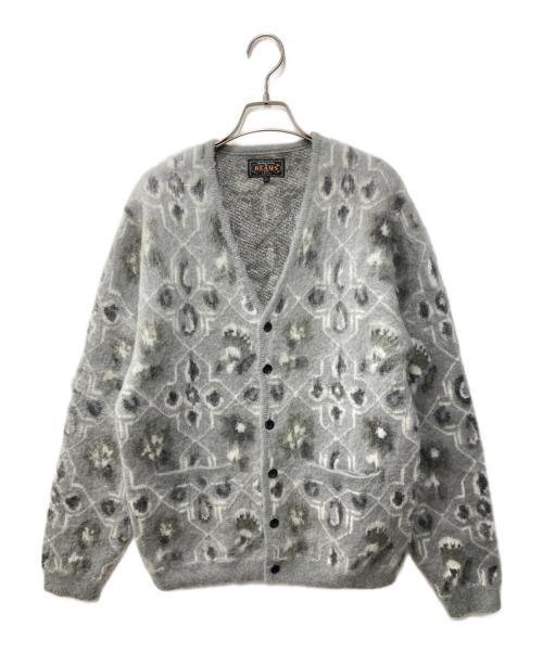 BEAMS PLUS（ビームスプラス）BEAMS PLUS (ビームスプラス) ボタニカル パターン ダブルジャカード カーディガン グレー サイズ:Mの古着・服飾アイテム