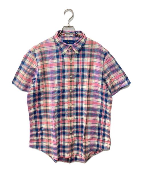 RALPH LAUREN（ラルフローレン）RALPH LAUREN (ラルフローレン) 半袖シャツ ブルー×ピンク サイズ:Lの古着・服飾アイテム