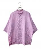 HOMME PLISSE ISSEY MIYAKEオム プリッセ イッセイ ミヤケ）の古着「スタンドカラーS/Sリネンシャツ」｜パープル