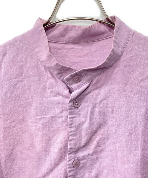 HOMME PLISSE ISSEY MIYAKE（オム プリッセ イッセイ ミヤケ）HOMME PLISSE ISSEY MIYAKE (オム プリッセ イッセイ ミヤケ) スタンドカラーS/Sリネンシャツ パープル サイズ:3の古着・服飾アイテム